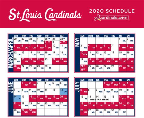 Cardinals Printable Schedule